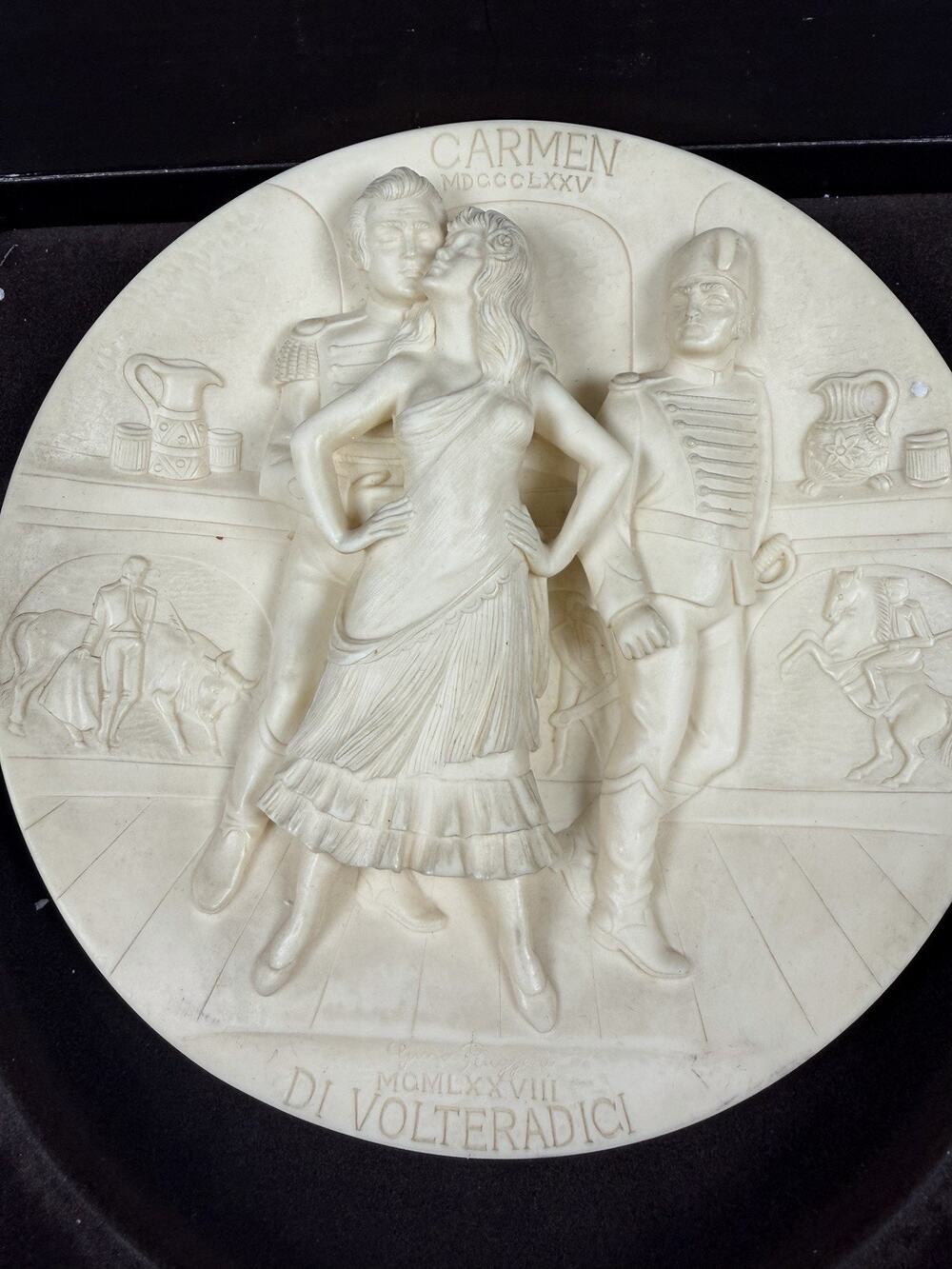 c.1978 Vintage CARMEN 8-1/2" Alabaster Plate Di Volteradici /Santini ITALY